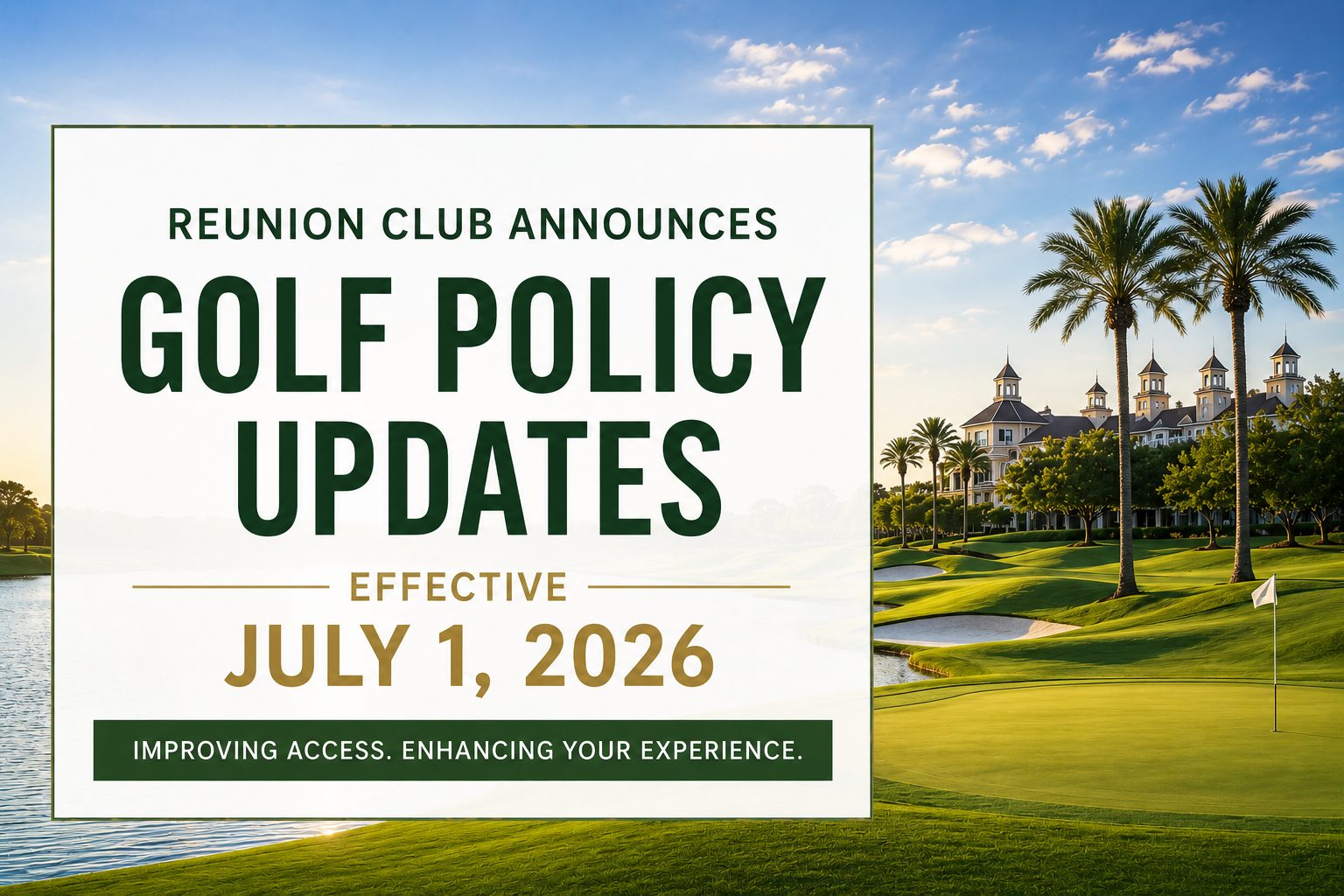 Golf Spring Update Reunion Club Announces Golf Policy Updates for 2026